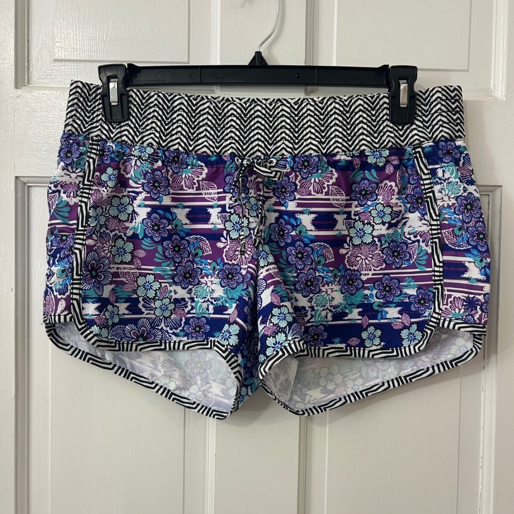 Athleta Sz 8 Lanai Running Board Shorts Poseidon Blue Drawstring‎ Unlined NEW
